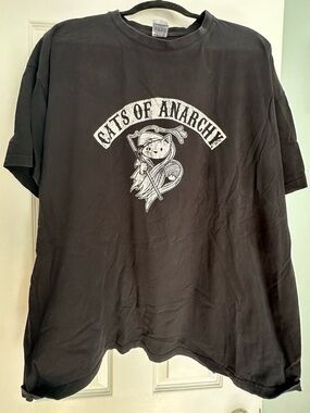 Cats of Anarchy Graphic Tee - Black with White Print